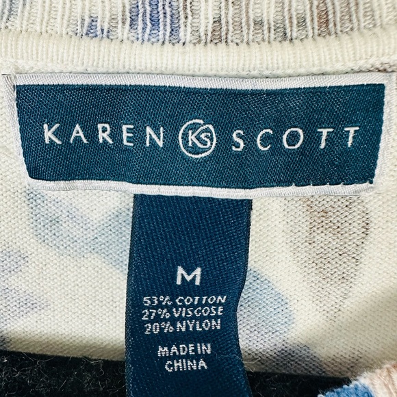 KAREN SCOTT FLORAL BLUE BIRD CARDIGAN/SWEATER SIZE(M) - Picture 8 of 8